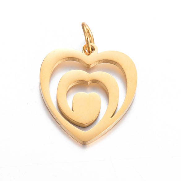 Stainless Steel Cut Out Fourleaf Clover Heart Round Pendant Diy Accessories Electroplating