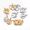 Stainless Steel Cut Out Fourleaf Clover Heart Round Pendant Diy Accessories Electroplating