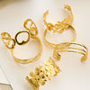 Stainless Steel Cut Out Leaf Open Bracelet With Electroplating And Simple Retro Design