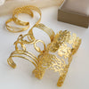 Stainless Steel Cut Out Leaf Open Bracelet With Electroplating And Simple Retro Design