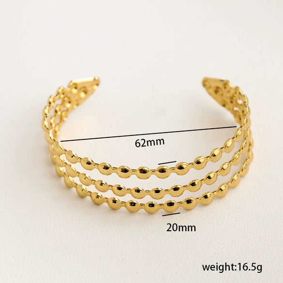 Stainless Steel Cut Out Leaf Open Bracelet With Electroplating And Simple Retro Design