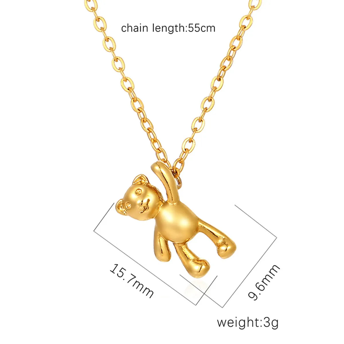 Stainless Steel Cute Bear Solid Color Plating Pendant Necklace