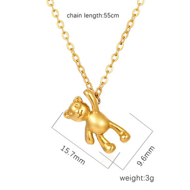 Stainless Steel Cute Bear Solid Color Plating Pendant Necklace