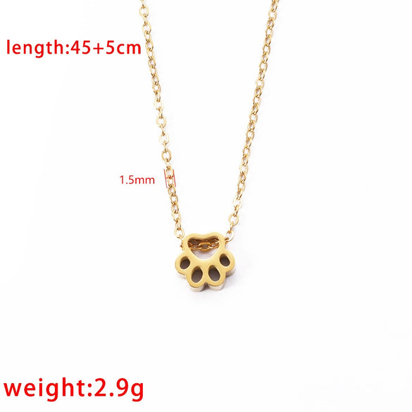 Stainless Steel Cute Cat's Claw Ushape Pendant Necklace Electroplated Cartoon Animals Style Ochain