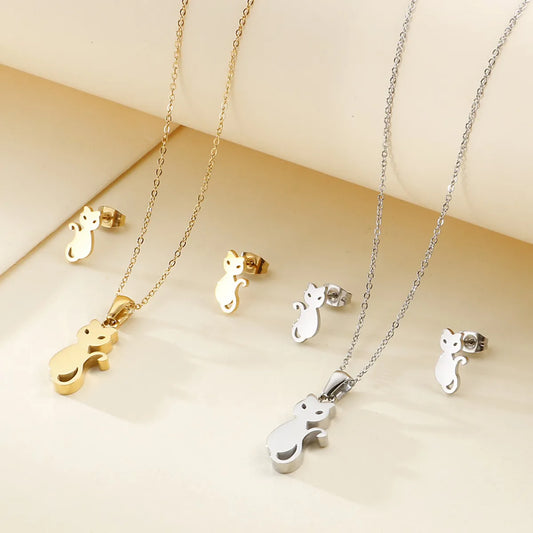 Stall Goods Live Supply Stainless Steel Cute Pet Kitty Necklace Female Fashion Creative Cat Ornament Wholesale