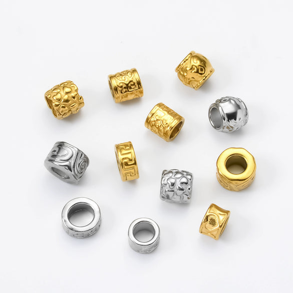 Stainless Steel Cylinder Pattern Casting Electroplating Bead Accessories For Diy Bracelet