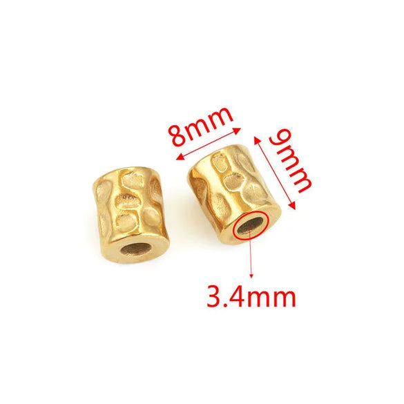 Stainless Steel Cylindrical Fish Pattern Beads Jewelry Diy Accessories With 18K Electroplating
