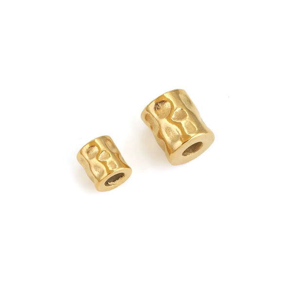 Stainless Steel Cylindrical Fish Pattern Beads Jewelry Diy Accessories With 18K Electroplating