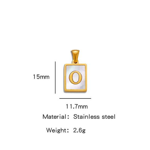 Stainless Steel 3D Real Shell Letter Necklace Titanium Steel Pendant Jewelry Electroplated