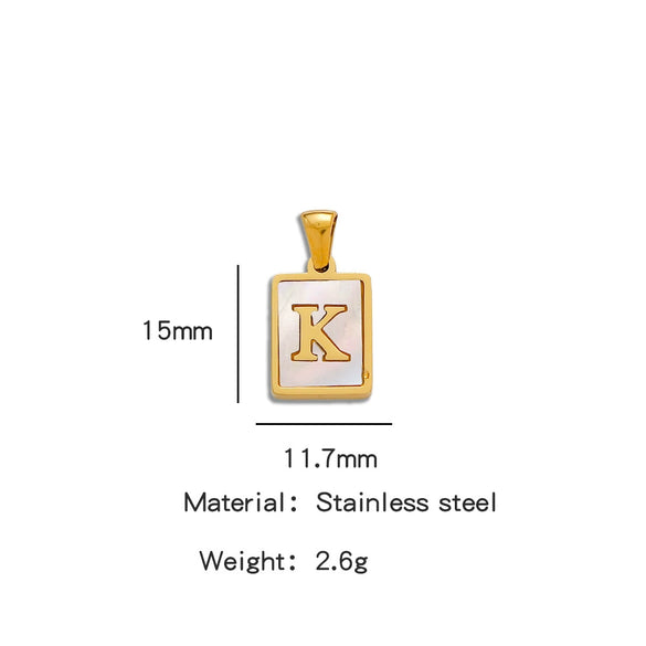 Stainless Steel 3D Real Shell Letter Necklace Titanium Steel Pendant Jewelry Electroplated