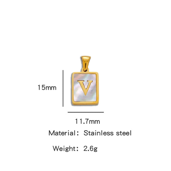 Stainless Steel 3D Real Shell Letter Necklace Titanium Steel Pendant Jewelry Electroplated