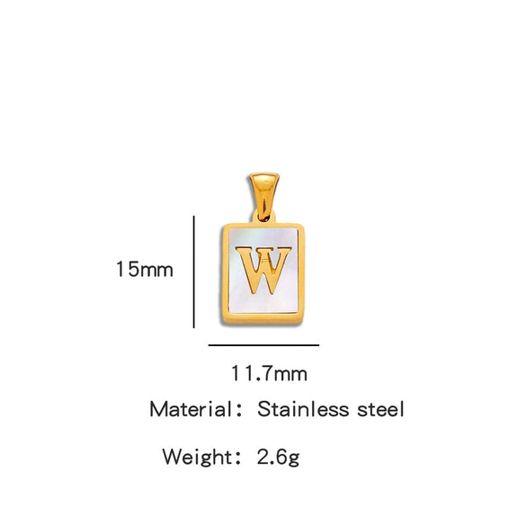 Stainless Steel 3D Real Shell Letter Necklace Titanium Steel Pendant Jewelry Electroplated