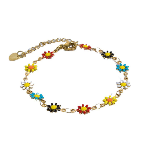 Stainless Steel Daisy Bracelet With Electroplating Process