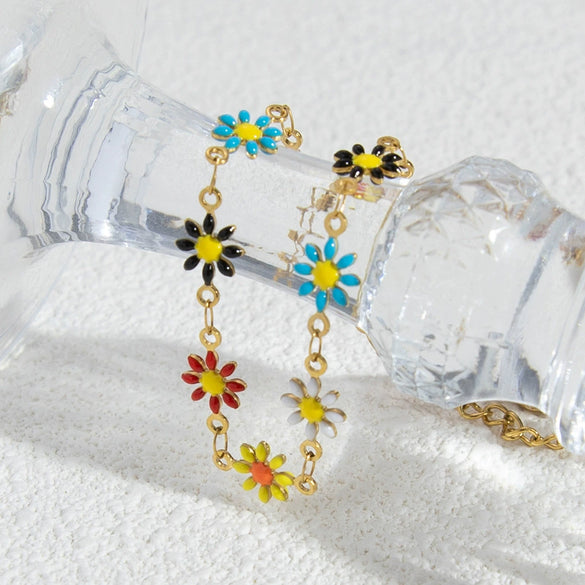 Stainless Steel Daisy Bracelet With Electroplating Process