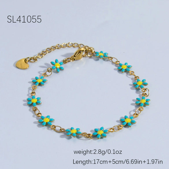 Stainless Steel Daisy Bracelet With Electroplating Process