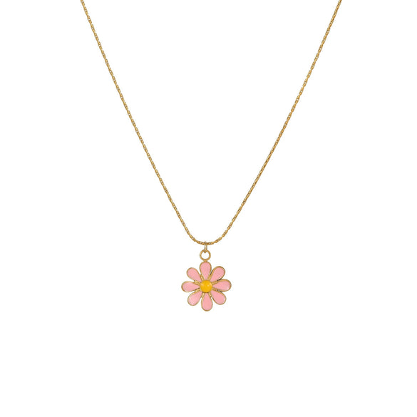 Stainless Steel Daisy Flower Geometric Necklace With Electroplating