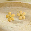 Stainless Steel Daisy 18K Gold Electroplated Women's Earrings