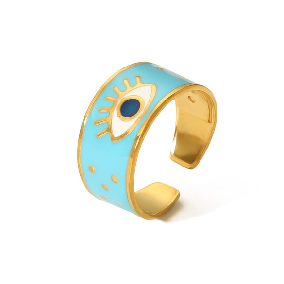 Stainless Steel Devil's Eye Geometric Open Ring Electroplated For Women