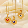 Stainless Steel Devil's Eye Heart Pendant Women's French Retro Cross Chain Necklace With Electroplating