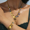 Stainless Steel Devil's Eye With Zircon And Natural Stone Multiaccessories Pendant Necklace And Bracelet Set For Women