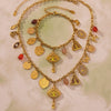 Stainless Steel Devil's Eye With Zircon And Natural Stone Multiaccessories Pendant Necklace And Bracelet Set For Women