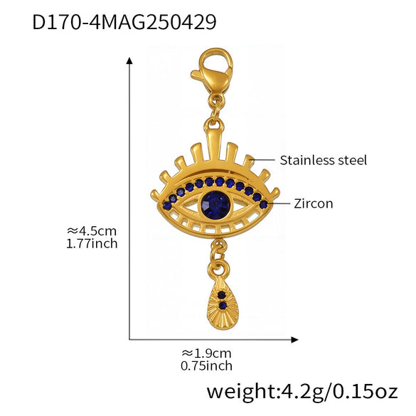 Stainless Steel Devil's Eye With Zircon And Natural Stone Multiaccessories Pendant Necklace And Bracelet Set For Women