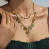 Stainless Steel Devil's Eye With Zircon And Natural Stone Multiaccessories Pendant Necklace And Bracelet Set For Women