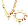 Stainless Steel Devil's Eye With Zircon And Natural Stone Multiaccessories Pendant Necklace And Bracelet Set For Women