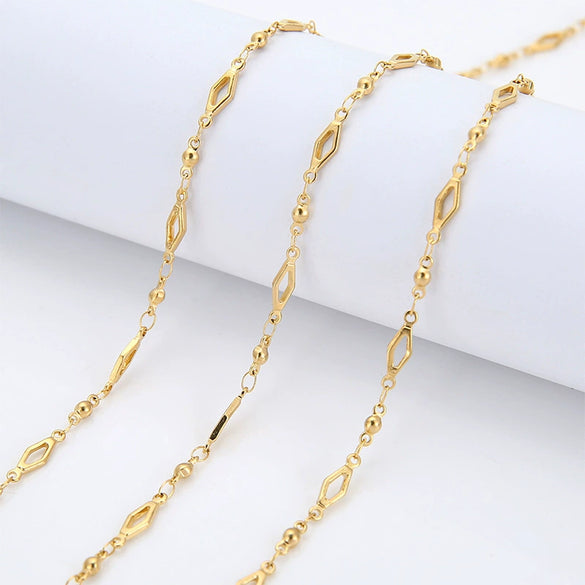 Stainless Steel Diamond Bead Chain Jewelry Accessories Electroplated Geometric Style