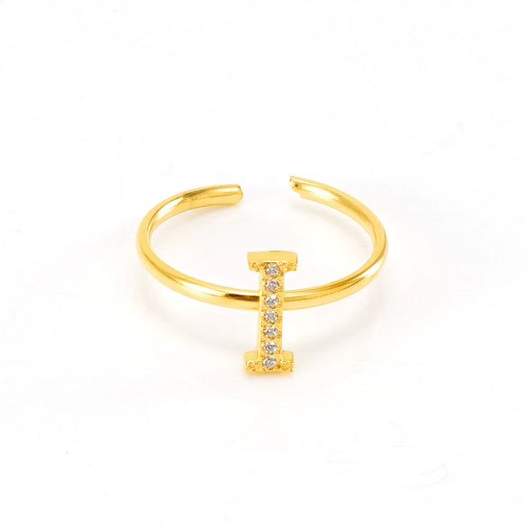 316L Stainless Steel Diamond Letter Ring Fashion Light Luxury Opening Adjustable For Women