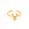 316L Stainless Steel Diamond Letter Ring Fashion Light Luxury Opening Adjustable For Women