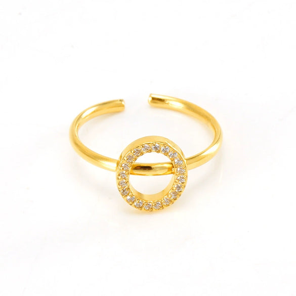 316L Stainless Steel Diamond Letter Ring Fashion Light Luxury Opening Adjustable For Women