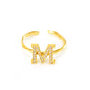 316L Stainless Steel Diamond Letter Ring Fashion Light Luxury Opening Adjustable For Women