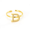 316L Stainless Steel Diamond Letter Ring Fashion Light Luxury Opening Adjustable For Women