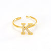 316L Stainless Steel Diamond Letter Ring Fashion Light Luxury Opening Adjustable For Women