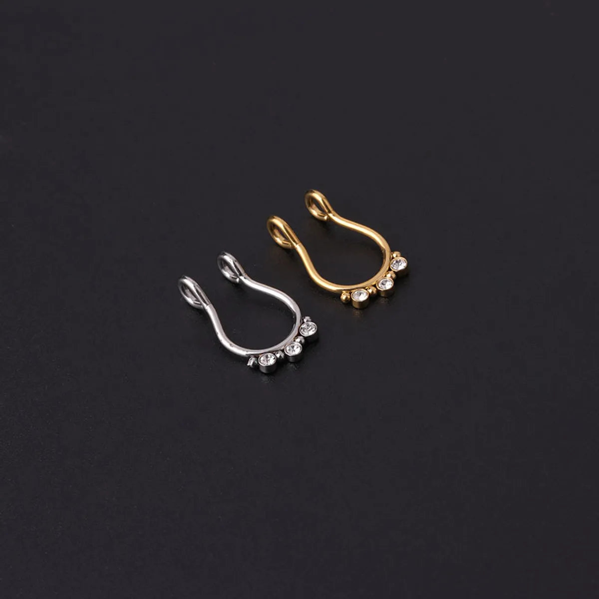 Stainless Steel Diamond-studded U-shaped Nose Clip