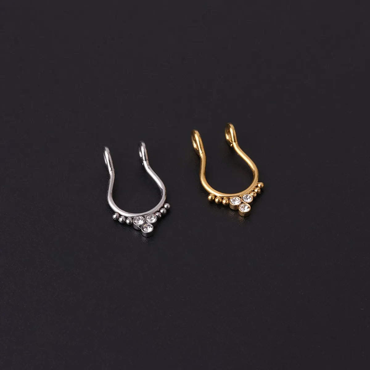 Stainless Steel Diamond-studded U-shaped Nose Clip