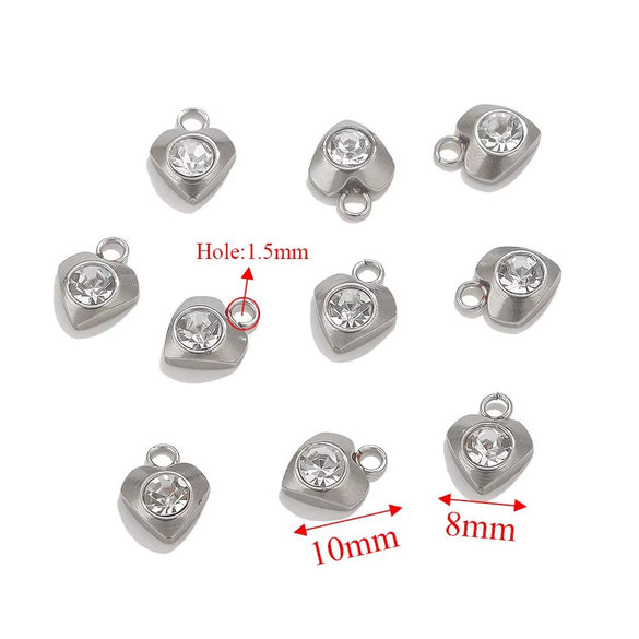 Stainless Steel Diamond Zircon Heart Star Plum Blossom Pendant For Diy Necklace Earrings With Electroplating Treatment