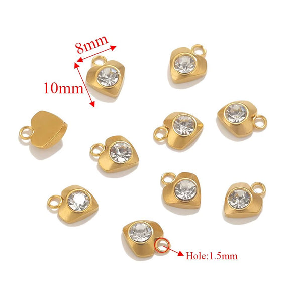 Stainless Steel Diamond Zircon Heart Star Plum Blossom Pendant For Diy Necklace Earrings With Electroplating Treatment