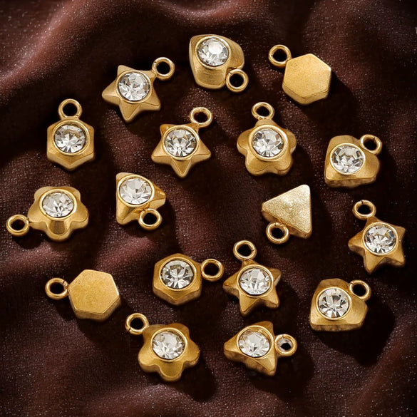 Stainless Steel Diamond Zircon Love Star Plum Blossom Totem Pendant Jewelry Accessories With Electroplating