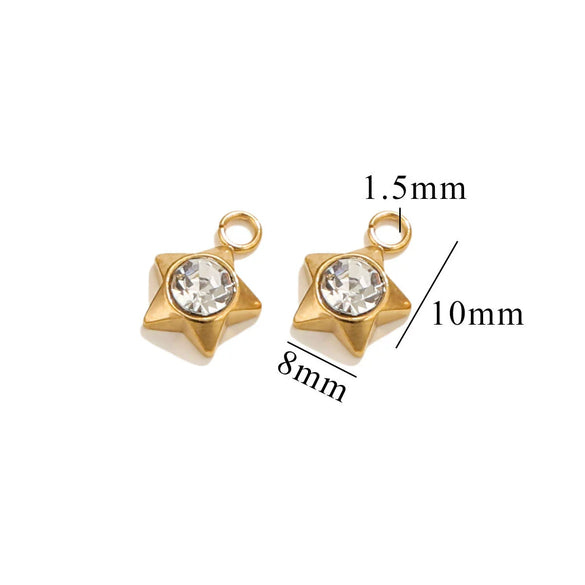 Stainless Steel Diamond Zircon Love Star Plum Blossom Totem Pendant Jewelry Accessories With Electroplating