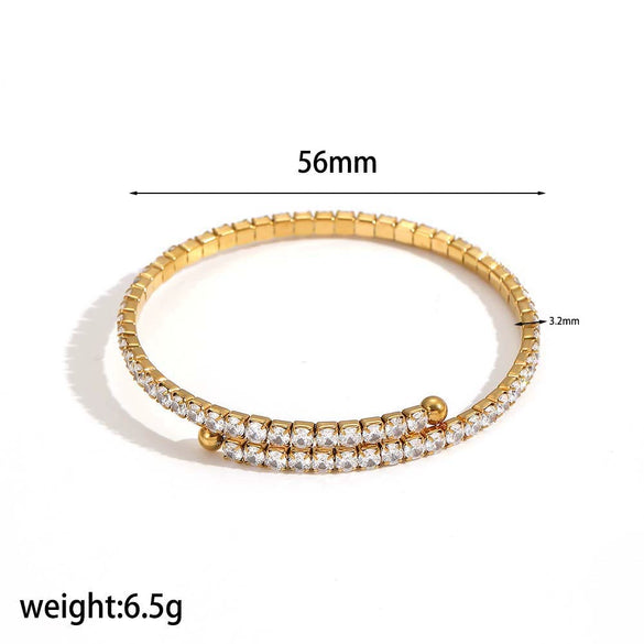 Stainless Steel Diamondencrusted Geometric Women's Bracelets