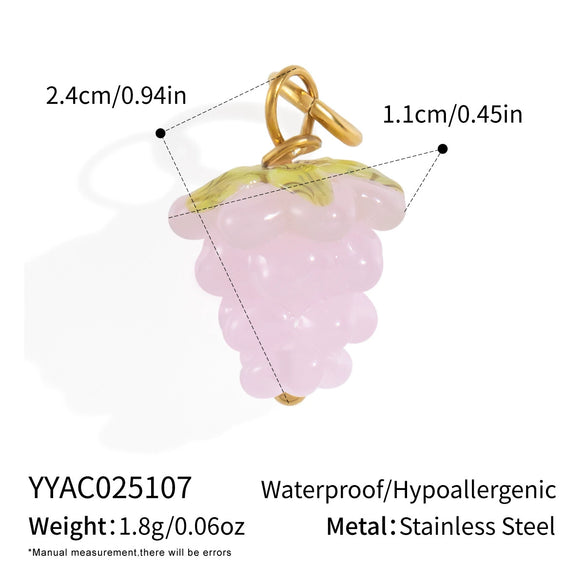 Stainless Steel Diy Fruit Pendant With Electroplating For Fashion Matching Strawberry Watermelon Banana Grape Design