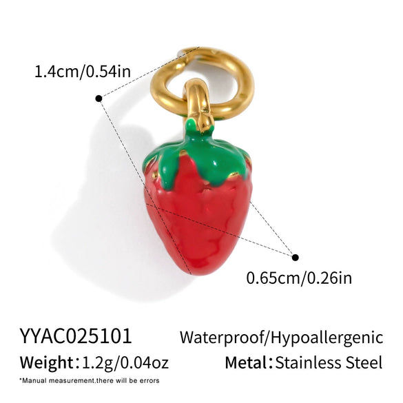 Stainless Steel Diy Fruit Pendant With Electroplating For Fashion Matching Strawberry Watermelon Banana Grape Design