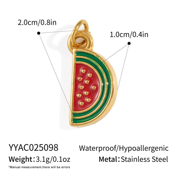 Stainless Steel Diy Fruit Pendant With Electroplating For Fashion Matching Strawberry Watermelon Banana Grape Design