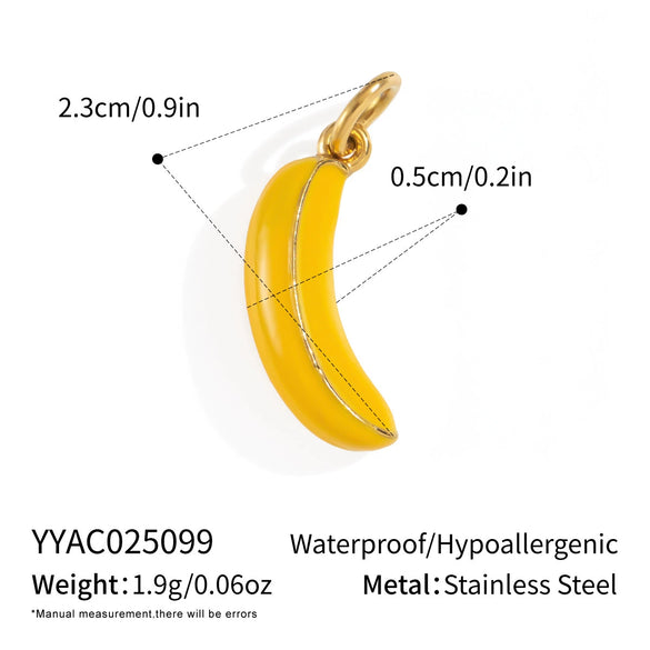 Stainless Steel Diy Fruit Pendant With Electroplating For Fashion Matching Strawberry Watermelon Banana Grape Design
