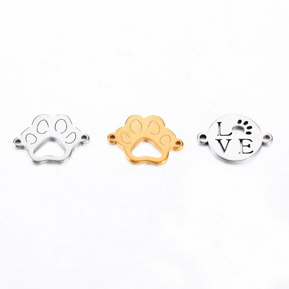 Stainless Steel Dog Claw Cat Claw Letter Love Jewelry Accessories Electroplated Bracelet Necklace