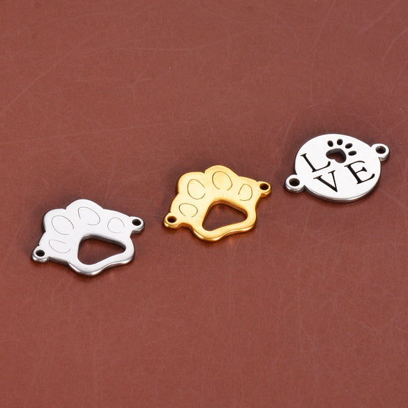 Stainless Steel Dog Claw Cat Claw Letter Love Jewelry Accessories Electroplated Bracelet Necklace