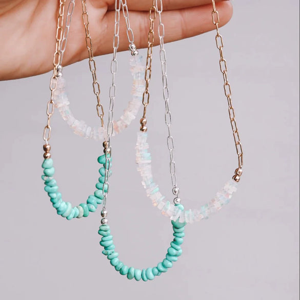 Stainless Steel Dopamine Necklace Colorful Beaded Electroplating Simple Minimalist Unisex