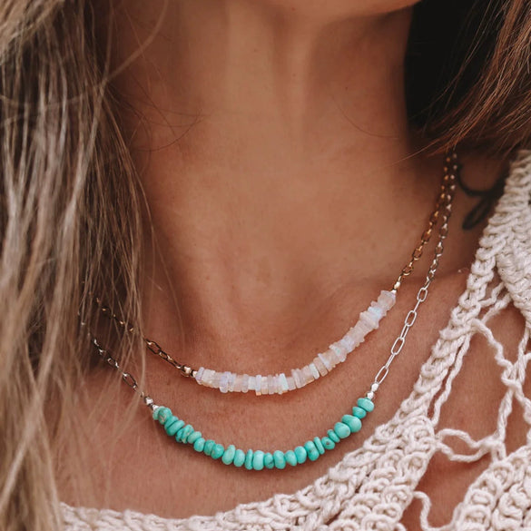 Stainless Steel Dopamine Necklace Colorful Beaded Electroplating Simple Minimalist Unisex